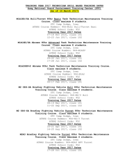 TY-17 Course Dates - Sustainment Training Center