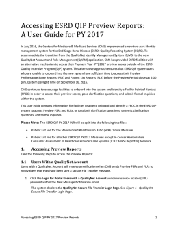 Accessing ESRD QIP Preview Reports: A User Guide for PY 2017