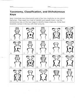 Taxonomy, Classification, and Dichotomous Keys