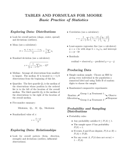 TABLES AND FORMULAS FOR MOORE Basic Practice of Statistics