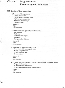 Chapter 11 Magnetism and Electromagnetic Induction