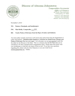 Notice of Solvency Fee - Diocese of Altoona