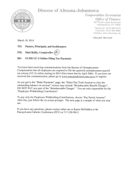 Unemployment Payroll Tax - Diocese of Altoona