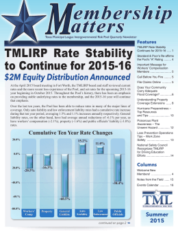 TMLIRP Rate Stability to Continue for 2015-16
