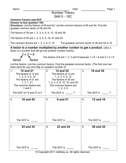 Number Theory Skill 5 - 10C 2 x 3 = 6 factor factor
