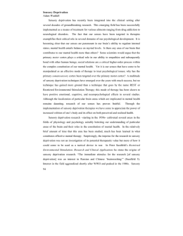 Sensory Deprivation - Rutgers Dialogues