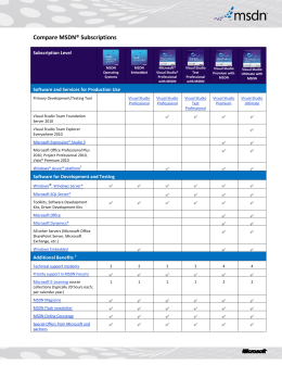 Compare MSDN® Subscriptions