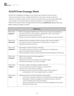SOAPSTone Strategy Sheet
