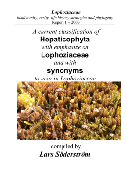 Part I. A current classification of Hepaticophyta