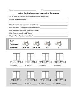 Notes: Co-dominance and Incomplete Dominance