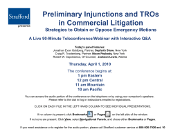 Preliminary Injunctions and TROs in Commercial Litigation g