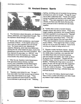 Ancient Greece-Sparta Critical Thinking
