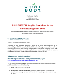 SUPPLEMENTAL Supplier Guidelines For The