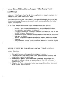 After Twenty Years - Essay resources