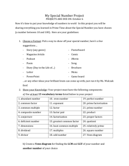 My Special Number Project - Ms. Walczak`s Math Class