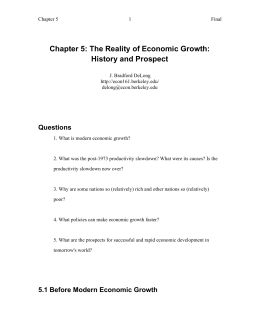 Chapter 5: The Reality of Economic Growth: History and Prospect