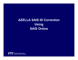 AZELLA SAIS ID Correction Using SAIS Online