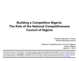 Building a Competitive Nigeria: The Role of the National