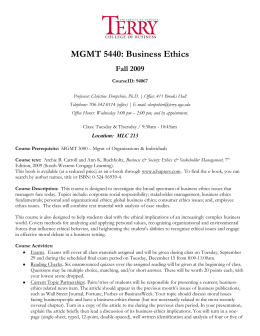 MGMT 5440: Business Ethics