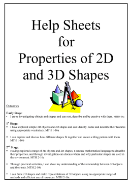 Help Sheets for Properties of 2D and 3D Shapes