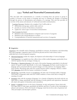 Unit 2 Verbal and Nonverbal Communication