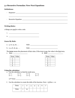 3.1 Recursive Formulas: Now-Next Equations
