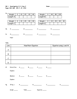 Line Now/Next Equation Equation using L and W A B C D