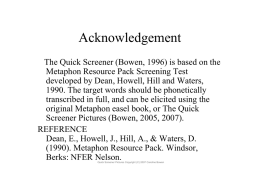 Acknowledgement - Caroline Bowen Speech