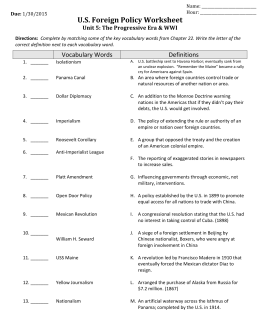 U.S. Foreign Policy Worksheet