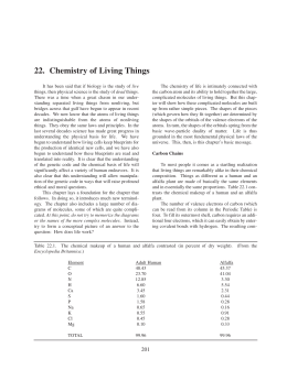 Chapter 22: Chemistry of Living Things