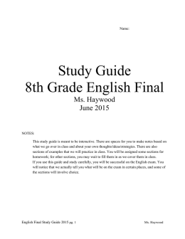 Study Guide 8th Grade English Final - WLPCS Middle School