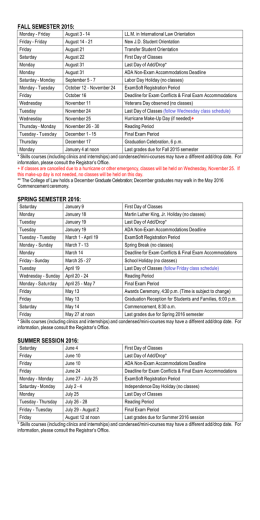 Academic Calendar 2015
