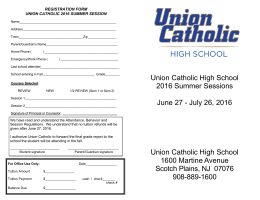 Union Catholic High School 2016 Summer Sessions June 27