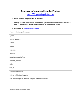Resource Information Form for Posting http://fcsp.800ageinfo.com