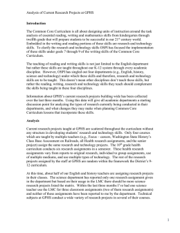 Analysis of Current Research Projects at GPHS Introduction The