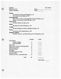 Page 1 English 9 Mrs. Fahrni Short Story Unit Name Reader`s