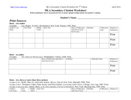 MLA Secondary Citation Worksheet