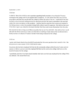 Phone conversation memo