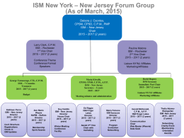 ISM New York – New Jersey Forum Group (As of March, 2015)