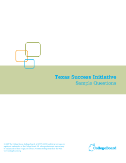 Texas Success Initiative Sample Questions