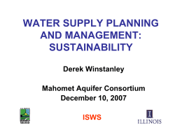 Water Supply Planning and Management: Sustainability