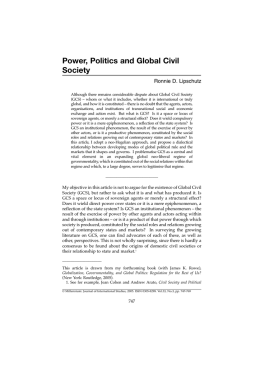 Power, Politics and Global Civil Society
