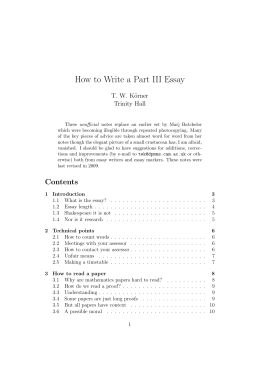 How to Write a Part III Essay - Department of Pure Mathematics and