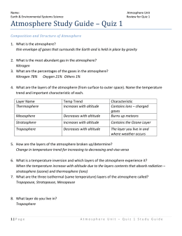 Atmosphere Study Guide – Quiz 1
