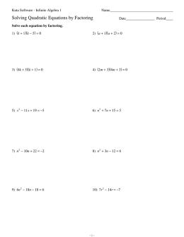 Solving Quadratic Factoring