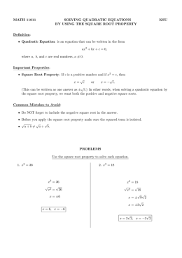Solving quadratic equations by the square root