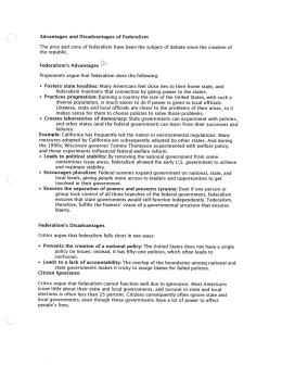 Advantages and Disadvantages of Federalism The pros and cons of