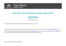 Hair and Beauty Industry Award 2010 [MA000005] Pay Guide PDF