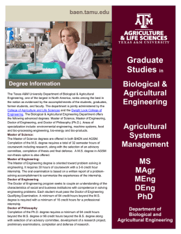 Graduate Studies in - College of Agriculture and Life Sciences