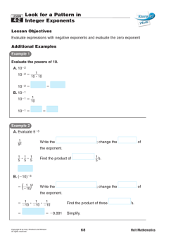 Look for a Pattern in Integer Exponents 4-2